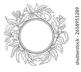 Cayenne Pepper Branch  Outline Round Frame. 