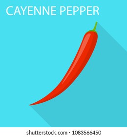 Cayenne pepper icon. Flat illustration of cayenne pepper vector icon for web design