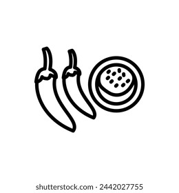 Icono de Pimienta de Cayena en el vector. Logotipo
