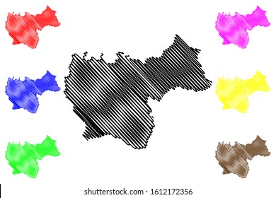 Cayey municipality (Commonwealth of Puerto Rico, Porto Rico, PR, Unincorporated territories of the United States) map vector illustration, scribble sketch Cayey de Muesas map