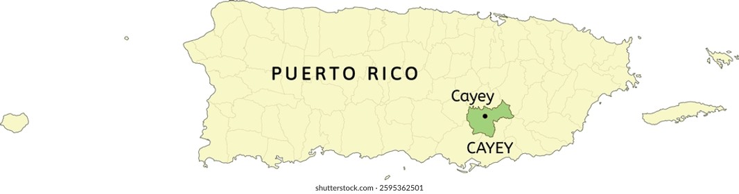 Cayey municipality and town of Cayey location on Puerto Rico map