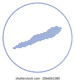 Cayman Brac digital badge. Dotted style map of Cayman Brac in circle. Tech icon of the island with gradiented dots. Astonishing vector illustration.