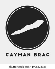 Cayman Brac icon. Round logo with island map and title. Stylish Cayman Brac badge with map. Vector illustration.