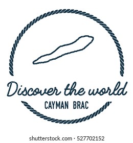 Cayman Brac Map Outline. Vintage Discover the World Rubber Stamp with Cayman Brac Map. Hipster Style Nautical Rubber Stamp, with Round Rope Border. Cayman Brac Map Vector Illustration.