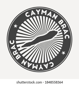 Cayman Brac round logo. Vintage travel badge with the circular name and map of island, vector illustration. Can be used as insignia, logotype, label, sticker or badge of the Cayman Brac.