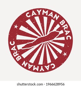 Cayman Brac stamp. Travel red rubber stamp with the map of the island, vector illustration. Can be used as insignia, logotype, label, sticker, or badge of Cayman Brac.