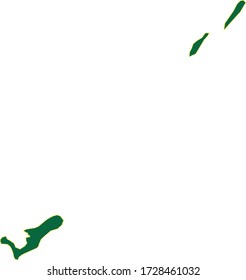 Cayman Island map in green color and yellow border on white background. Vector illustration.