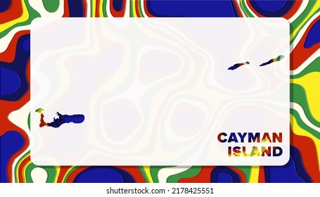 Cayman Island Map with Paper Cut Waves Background Shape perfect for Greeting Card, Desktop Wallpaper, and Banner