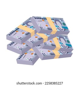 Cayman Islands Dollar Vector Illustration. Cayman Islands (UK) money set bundle banknotes. Paper money 1 KYD. Flat style. Isolated on white background. Simple minimal design.