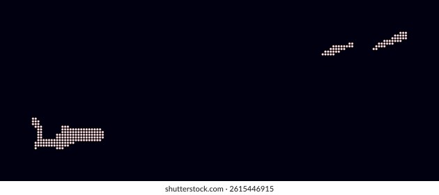 Cayman Islands dotted map. Digital style map of the country on a dark background. Cayman Islands shape with circle dots. Colored dots style. Small-sized circles. Amazing vector illustration.