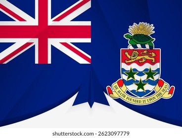 Cayman Islands Flag with Abstract Paper Airplane Design, National Flag in a geometric folded paper style. Vector illustration.