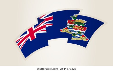 Cayman Islands Flag in Abstract Ribbon Shape, National Symbol of the Cayman Islands. This vector is ideal for use in national events, Independence Day, international sports competitions.