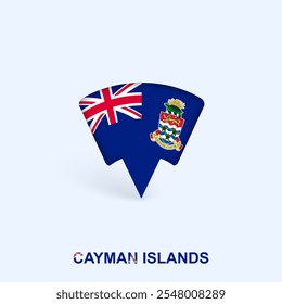 Cayman Islands Flag Map Pointer Design with Shadow. Vector illustrator.