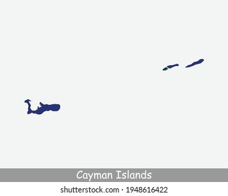 Cayman Islands Flag. Map of Cayman Islands, UK with the Caymanian flag isolated on white background. British Overseas Territory, United Kingdom. Vector illustration.