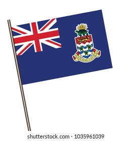 Cayman islands flag on flagpole vector illustration.3d vector icon isolated on white background.