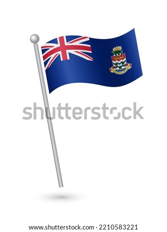 Cayman Islands flag on pole waving in the wind vector illustration