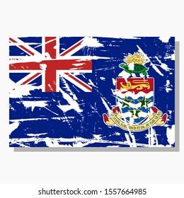 Cayman Islands flag with scratches, vector flag of Cayman Islands.