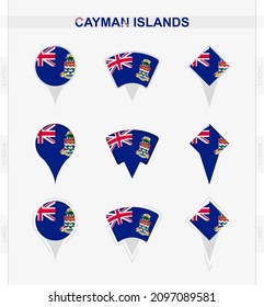 Bandera de las Islas Caimán, conjunto de iconos de la bandera de las Islas Caimán. Ilustración vectorial de los símbolos nacionales.
