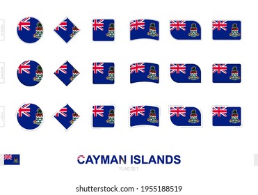 Cayman Islands flag set, simple flags of Cayman Islands with three different effects. Vector illustration.