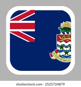 
Cayman Islands flag square flat vector with rounded corners and white border, vector illustration