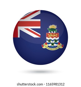 Cayman Islands glossy round button. Vector Illustration EPS10.