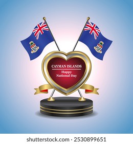 Cayman Islands Happy National Day small table flag with Golden Heart