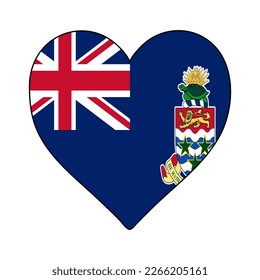 Cayman Islands Heart Shape Flag. Love Cayman Islands. Visit Cayman Islands. Caribbean. Latin America. Vector Illustration Graphic Design.