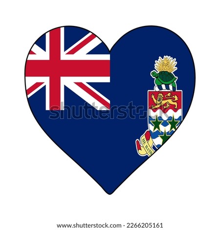 Cayman Islands Heart Shape Flag. Love Cayman Islands. Visit Cayman Islands. Caribbean. Latin America. Vector Illustration Graphic Design.