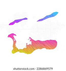 Cayman Islands map in colorful halftone gradients. Future geometric patterns of lines abstract on white background. Vector Illustration Eps10.