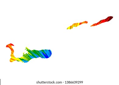 Cayman Islands - map is designed rainbow abstract colorful pattern, Grand Cayman, Cayman Brac and Little Caymanmap map made of color explosion,