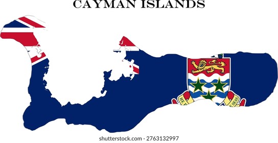 Cayman Islands Map Flag Caribbean Vector Outline National Design