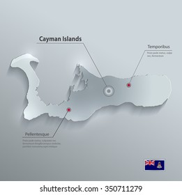 Cayman Islands Map Flag Glass Card Paper 3D Vector Grand Cayman