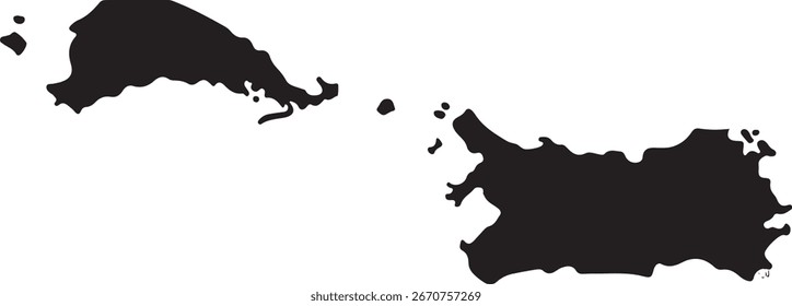 Kaimaninseln, Kartensymbol schwarz, einzelne Kaimaninseln Silhouette, flache Vektorkarte, Landschaftsgrafik