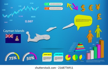 cayman Islands map info graphics - charts, symbols, elements and icons collection. Detailed cayman Islands map with High quality business infographic elements.