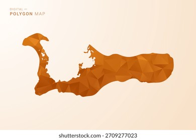 Mapa das Ilhas Cayman - Ilustração vetorial em polígono baixo em tons de laranja, estilo geométrico limpo, isolado no fundo branco.
