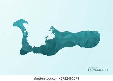Mapa das Ilhas Cayman - Ilustração vetorial em estilo polígono em azul-verde azul-escuro com baixo design geométrico, silhueta mínima moderna.
