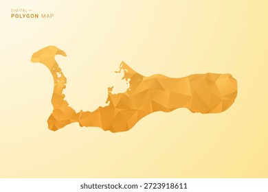 Cayman Islands Map - Polygon style vector illustration in yellow and orange low poly geometric design, modern minimal silhouette, isolated for infographic.