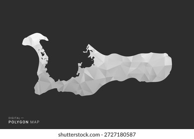 Mapa das Ilhas Cayman - Ilustração vetorial estilo polígono em preto, cinza e branco baixo design geométrico poli, silhueta mínima, isolado para infográfico.