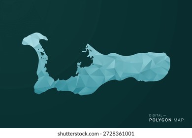 Mapa de las Islas Caimán - Ilustración vectorial de estilo polígono en diseño geométrico de bajo poli verde y azul, silueta mínima limpia para infografía.