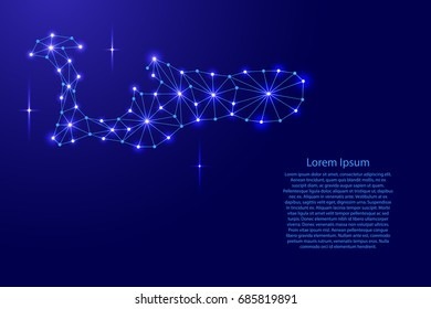 Cayman Islands map of polygonal mosaic lines network, rays and space stars of vector illustration.