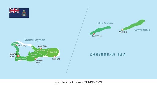 Cayman Islands map. Vector illustration