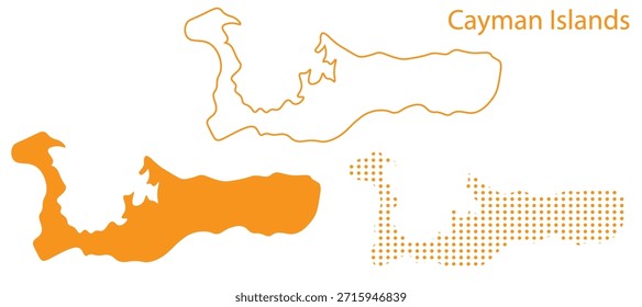 Cayman Islands Karte Vektorgrafik-Set, Karibik Umriss Silhouette gepunktete orange Formen, Cayman Islands Territory Infografik Vorlage, Editierbare EPS Cayman Islands Geografie