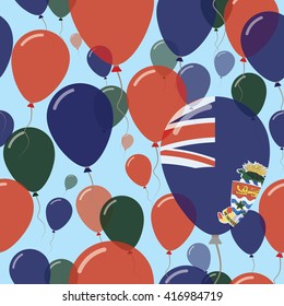 Cayman Islands National Day Flat Seamless Pattern. Flying Celebration Balloons in Colors of Caymanian Flag. Cayman Islands Patriotic Background with Celebration Balloons.