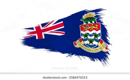 Cayman Islands National Flag with Textured Brush Strokes. Artistic Brush Stroke Design.