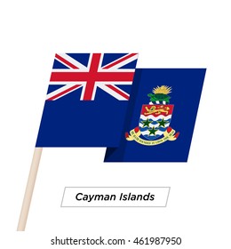 Cayman Islands Ribbon Waving Flag Isolated on White. Vector Illustration. Cayman Islands Flag with Sharp Corners