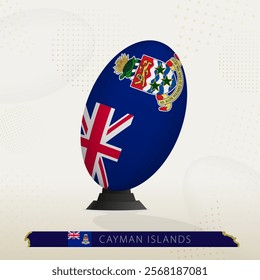 Cayman Islands Rugby Ball on Rugby Kicking Tees with Modern Design. Illustration perfect for sports, national pride, and rugby-related projects.