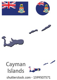Cayman Islands silhouette and flag vector illustration