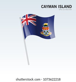 Cayman Islands waving flag isolated on gray background