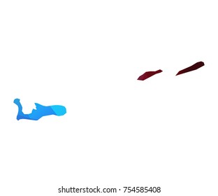 caymanIslands map. Blue and Red polygonal shape vector illustration on white background. Vector illustration eps 10.