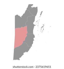 Mapa del distrito de Cayo, división administrativa de Belice.